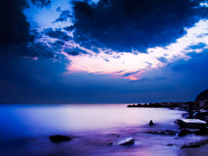 Blue Ocean Sunset Wallpaper