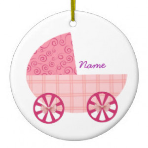 Pink Pram Ornament with Peter Pan Girls Quote