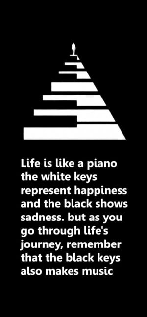 Life is like a piano. The white keys represent happiness and the black ...
