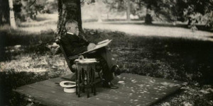 Lew Wallace sits beneath the Ben-Hur Beech tree, where he wrote much ...