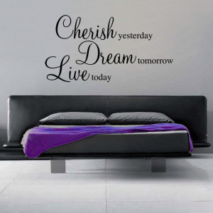 Black Cherish, Dream, Live decal in a bedroom