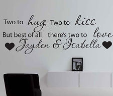 ... Wall Art Quote - Vinyl Sticker Two To Love For Twins Baby Boy Girl