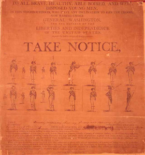 Image: a recruiting poster for the first continental army.