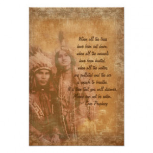 Native American Indian couple Cree Prophecy Poster