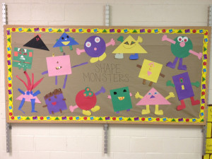Here is what our shape monster bulletin board looks like: