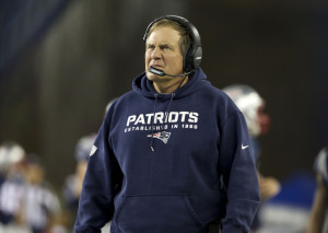Oct 16, 2014; Foxborough, MA, USA; Patriots head coach Bill Belichick ...