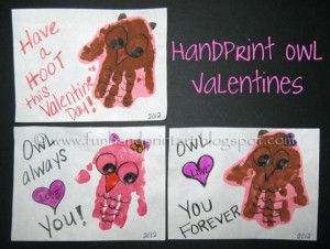 Handprint Owl Valentine’s Day Cards