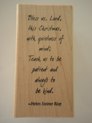 RESERVED FOR TA56 Helen Steiner Rice Quote Rubber Stamp Block Bless us ...