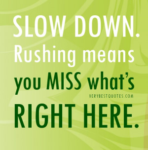Slow down. Rushing means you miss what’s right here.