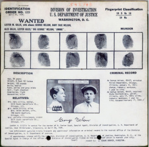 Wanted poster of Lester M. Gillis, aka Baby Face Nelson