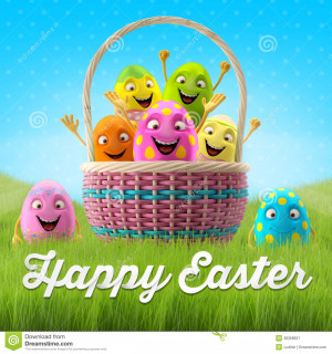 Happy Easter eggs, merry 3D set, spring series, happy cartoon objects.