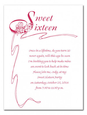 sweet sixteen invitation wording