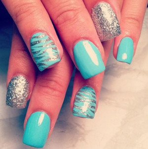 light blue acrylic nail designs
