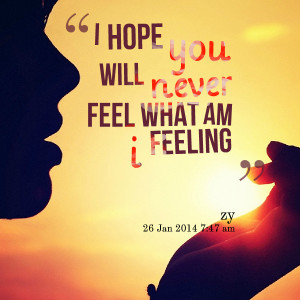Quotes Picture: i hope you will never feel what am i feeling