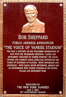 Sheppard's plaque at Monument Park