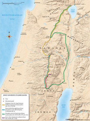 Jesus Journey to Jerusalem Map