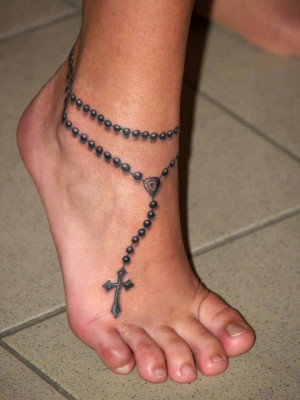 home tattoos on feet realistic rosary tattoo on feet