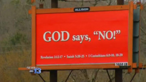 The billboard pointed to three Bible passages that reference God’s ...
