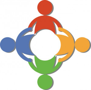 teamwork clip art of a circle of diverse people holding hands