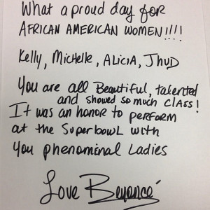 Beyonce Super Bowl letter