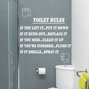 ... Rules-Bathroom-Art-Wall-Quote-Stickers-Wall-Decals-Bathroom-Decoration