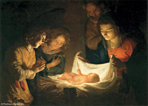 Dutch artist Gerard van Honthorst (1592-1656) cast this Nativity scene ...