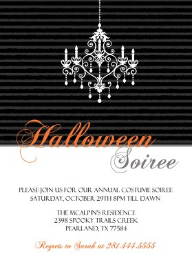 Black and White Halloween Party Invitation Wording