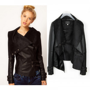motorcycle leather jackets woman 2014 new black leather jacket women