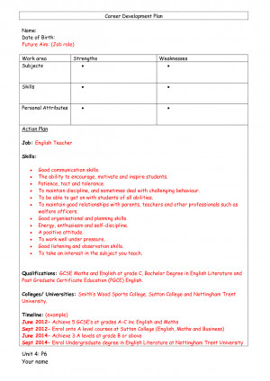 personal career development plan example