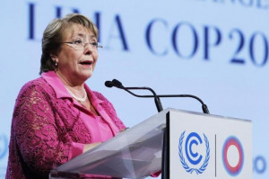 Chile's President Michelle Bachelet delivers a speech during the High ...