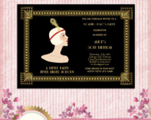 Great Gatsby Style Art Deco Birthda y Party Invitation 21st 30th 40th ...