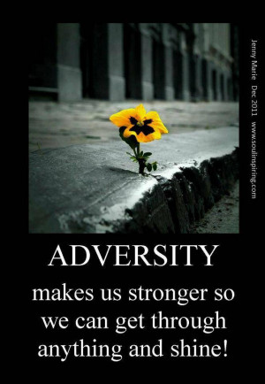 Adversity makes Us stronger so that we can get through anything ...