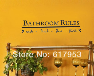 BATHROOM RULES Wash Brush Floss Flush Quote Vinyl Wall Decal Sticker ...