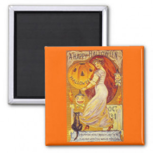 Happy Halloween - Romantic Poem - Vintage Fridge Magnet