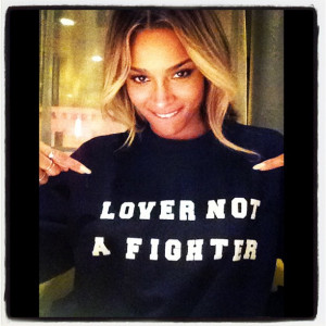 Ciara rocks her “Lover Not A Fighter” sweatshirt as she poses for ...