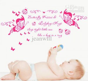 Butterfly Kisses Wall Quote Nursery Wall Decal Decor Sticker Girl Room ...