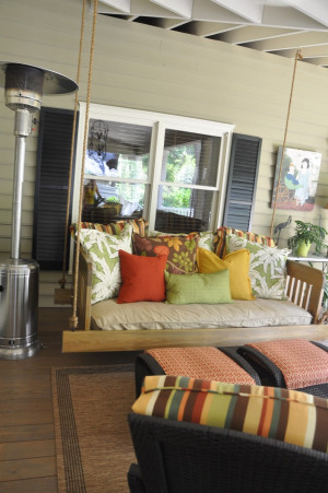 We hung this bed with ropes... looks great but they do stretch and ...