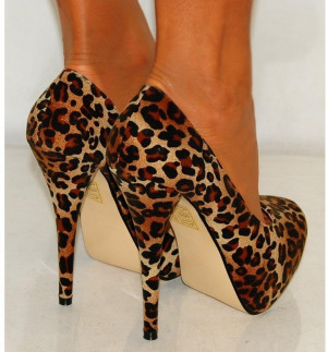 Truffle Ladies Dok37 Leopard Print High Heels