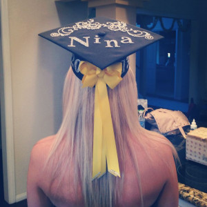 Graduation cap decorating ! Love where the bow is positioned!