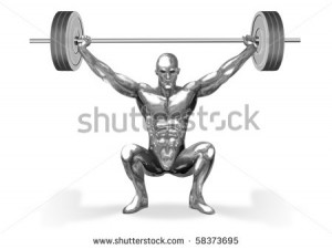 Powerlifting Silhouette An illustration of chrome man