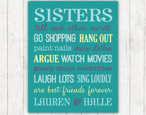 Teen Girl Bedroom Wall Art • Sister s Quote Print • 8x10 or 11x14 ...