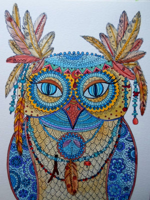 OwL Guide 8 x 10 Print from an Original Watercolor Native American Owl ...