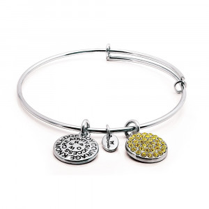 Chrysalis | Citrine Crystal Expandable Bangle (Silver)