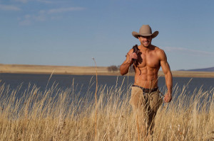 sometimes they walk through fields wearing a cowboy hat and chaps