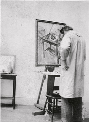 Arshile Gorky in his studio