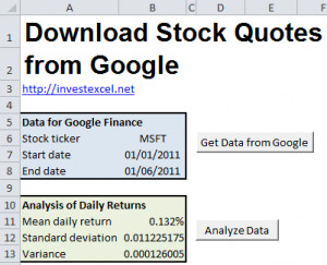 Vba Excel Quotes Within Quotes ~ Google Finance Stock Quotes in Excel