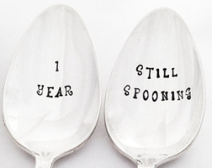 year. Anniversary Vintage Spoon Set hand stamped Silverware 1 year ...