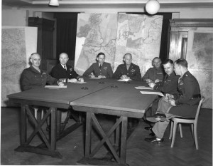 Eisenhower meets with his commanders in January 1944. Far left is Lt ...