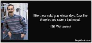 ... gray winter days. Days like these let you savor a bad mood. - Bill