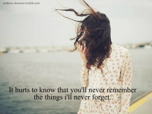 ... hurts to know that you'll never remember the thing i'll never forget